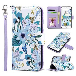 lot 78365 image: ULAK iPhone 8 Wallet, iPhone SE Wallet Case 2020, iPhone SE Wallet 2022, iPhone 7 Flip Wallet Case, PU Leather Kickstand Card Holder Protective Cover for iPhone 78iPhone SE 2nd 3rd Gen, Blossom