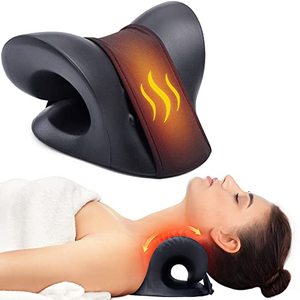 lot 78380 image: Neck Stretcher for Neck Pain Relief, Heated Cervical Traction Device Pillow with Graphene Heating Pad, Neck and Shoulder Relaxer for TMJ Pain Relief and Cervical Spine Alignment(Black)