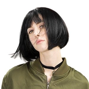 lot 78393 image: REECHO 11 Short Bob Wig with bangs Synthetic Hair for White Black Women Color Black