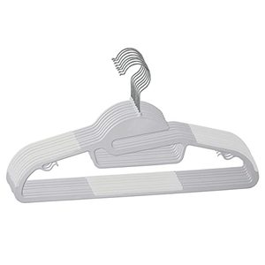 lot 78412 image: Heavy Duty Plastic Hangers S-Shape 60 Pack with Non-Slip Rubber and Horizontal Bar Design,360°Swivel Hook.Space Saving Organizer for Bedroom Closet,Shirts,Pants,Strong Enough for Coat- Grey