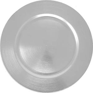 lot 78413 image: Metallic Foil Charger Plates - Set of 6 - Made of Thick Plastic - Silver