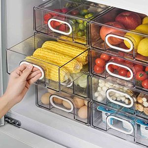 lot 78414 image: UNIKON 1 PC Refrigerator Organizer Bin, Fridge Organizer And Storage Clear, Stackable Fridge Organizer Drawer - BPA Free Plastic Storage Drawer, 13.40��x8.65��x4.40��