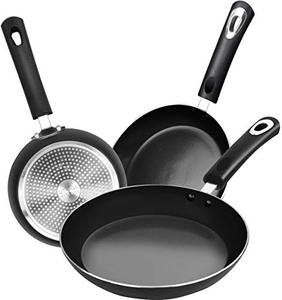 lot 78415 image: Utopia Kitchen Nonstick Frying Pan Set - 3 Piece Induction Bottom - 8 Inches, 9.5 Inches and 11 Inches (Grey-Black)