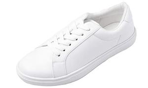 lot 78418 image: FEVERSOLE Womens Featured PU Leather Colorful Lace-Up Sneaker White Size 8.5 M US