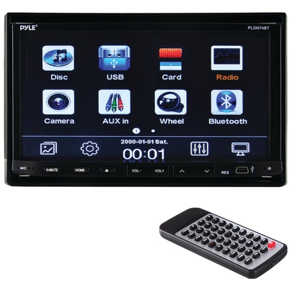lot 5213 image: Pyle PLDN74BT Headunit Receiver 7-Inch Stereo Radio, Bluetooth, CDDVD Player, Touch Screen, Double DIN