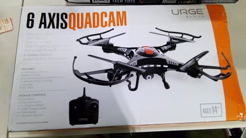 lot 5381 image: URGE Basics 6-Axis Gyro 2.4G Quadcopter Drone Helicopter RC With Built-in CameraCamcorder for Pictures and Video - Retail Packaging - Black