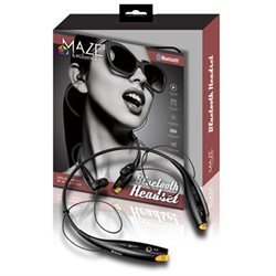 lot 5408 image: Wireless Bluetooth Headset By Maze Exclusive - Black Hands Free Stereo Headphones with Microphone - Comfortable Earbuds Stay in Ears - Great for the Gym, Running, Walking, Biking, Gardening, Working Out, Tv Listening, Driving, Airplane Travel - For Iphone