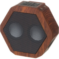 lot 5410 image: BoomBotix REX-WDN-02 REX Wireless Ultraportable Weatherproof Speaker for iPods Smartphones Tablets and Laptops (Cherry Woodgrain)