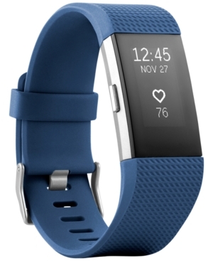 lot 5416 image: Fitbit - Charge 2 Activity Tracker  Heart Rate (large) - Blue Silver