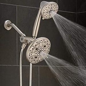 lot 19400 image: Oxygenics Drench Brushed Nickel 55-Spray Rain Dual Shower Head (B07Y298JCM)