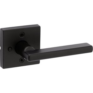 lot 19450 image: Kwikset Halifax Matte Black Steel Privacy Lever 730HFL SQT 514 CP