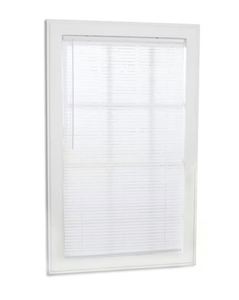 lot 19392 image: Project Source Light Filtering 1-in Slat Width 34-in x 64-in Cordless White Vinyl Light Filtering Mini Blinds
