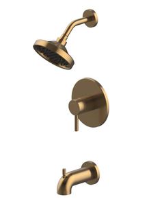 lot 19408 image: allen  roth Harlow Brushed Brass 1-handle Single Function Round Bathtub and Shower Faucet Valve Included
