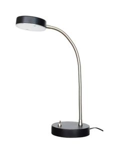 lot 19457 image: Style Selections 13.2-in Adjustable Painted Black and Plated Nickel Swing-Arm Desk Lamp with Metal Shade Works