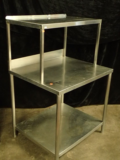 lot 621 image: Stainless Table w Overhead and Under Shelf