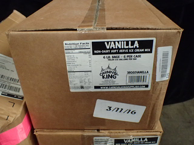 lot 572 image: Case of Carnival King Non Dairy Soft Serve Vanilla Ice Cream