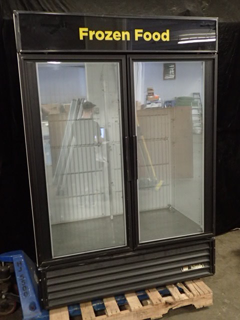 lot 585 image: True Double Glass Door Freezer
