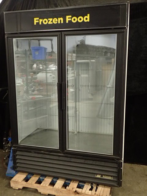 lot 586 image: True Double Glass Door Freezer