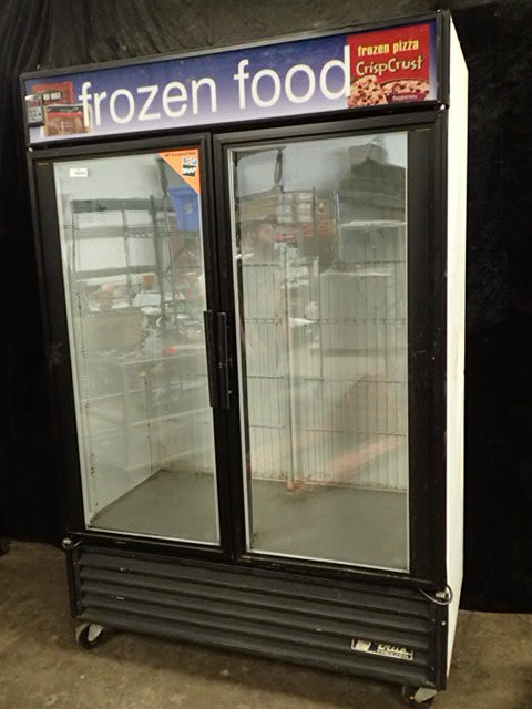 lot 587 image: True Double Glass Door Freezer