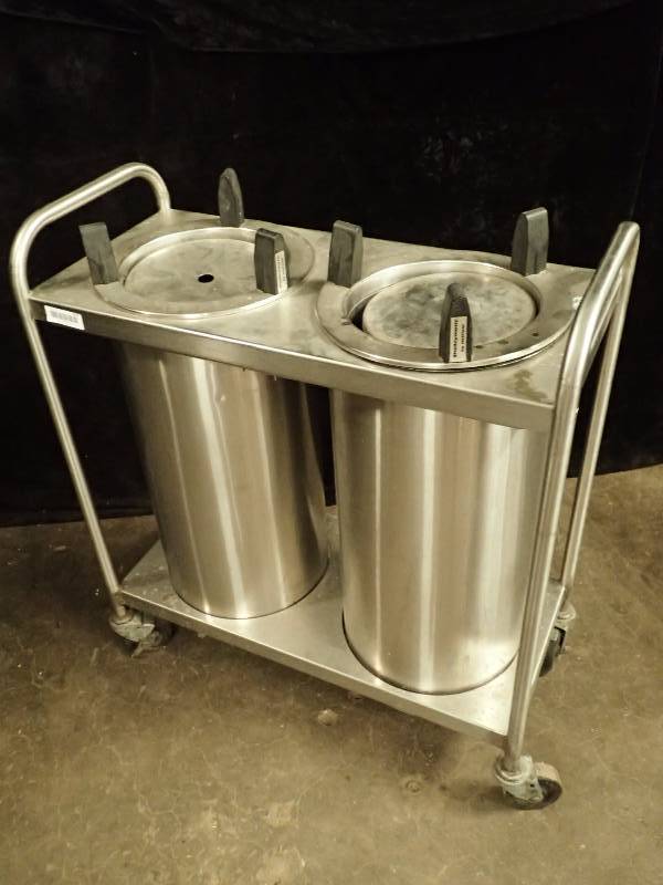 lot 642 image: Stainless Lowering Plate Cart