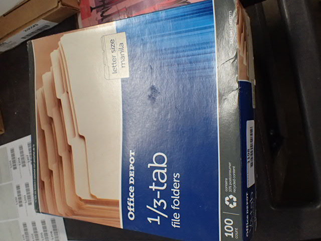 lot 1198 image: Office Depot 13-tab file folders(100)
