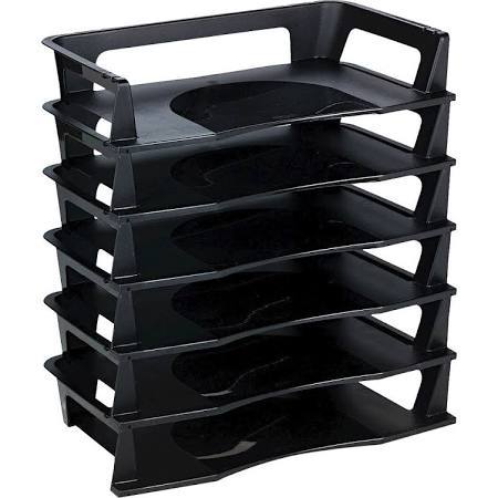 lot 1200 image: Rubbermaid Regeneration� Black Plastic Stackable Side-Load Letter-Size Tray, 6Pack (Recycled)
