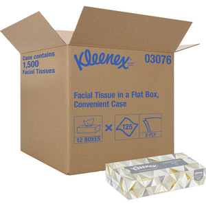 lot 1992 image: Kleenex White Facial Tissue 2-Ply 125 SheetsBox 12 BoxesCarton -KCC03076