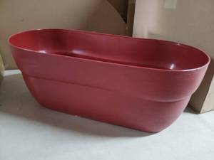 lot 2036 image: Bloomers 2447-1 24 in. Railing Planter with Drainage Holes &Weatherproof Resin Planter - Red fl.oz