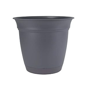 lot 2045 image: The HC Companies 8 Inch Eclipse Round Planter with Saucer - Indoor Outdoor Plant Pot for Flowers, Vegetables, and Herbs, Warm Gray