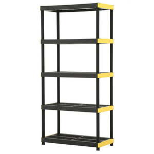 lot 2021 image: HDX 18 in. x 36 in. x 74 in. Black and Yellow Plastic Ventilated 5-Tier Garage Shelving Unit