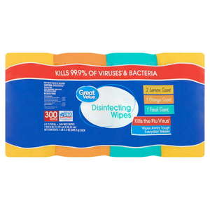 lot 1906 image: Great Value Disinfecting Wipes 75 Count 4 Pack