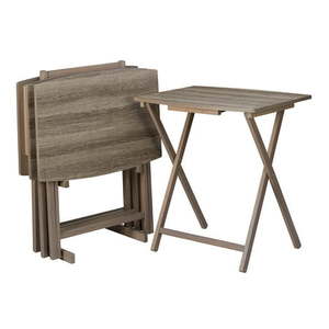lot 1931 image: Mainstays 5pc XL Oversized Tray Table Set Rustic Grey