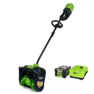 lot 1949 image: Greenworks - 12 Pro 80 Volt Cordless Brushless Snow Shovel (2Ah battery & charger included) - BlackGreen