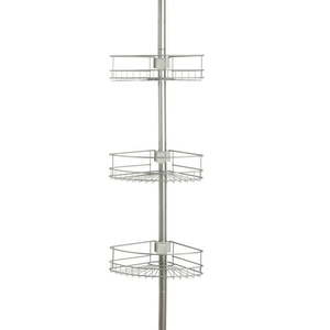 lot 2973 image: Mainstays Satin Nickel Tension Pole Shower Caddy