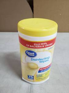 lot 2995 image: Great Value Disinfecting Wipes, 75 Count, Lemon