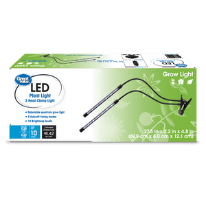 lot 3379 image: Great Value 2-Head Flexible LED Clamp Grow Light 10W Selectable Spectrum