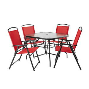 lot 3404 image: Mainstays Albany Lane 5-Piece Steel Patio Outdoor Dining Set, Red