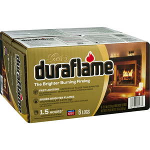 lot 3416 image: Duraflame Gold 2.5lb Firelogs 3-Pack Case Brighter 1.5 Hour Burn