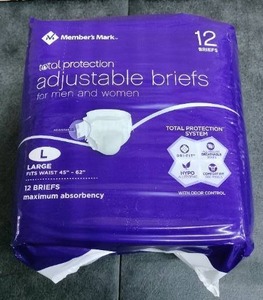 lot 3419 image: Member Mark Total Protection Adjustable Briefs For Men And Women Large