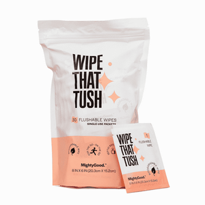 lot 3424 image: MightyGood. Wipe That Tush Flushable Wipes - 30 Individually Wrapped Wipes