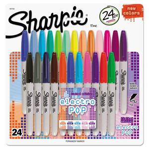 lot 3459 image: Sharpie Electro Pop Permanent Markers Fine Point Assorted Colors 24 Count