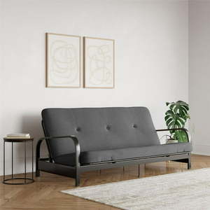 lot 5498 image: Caddie 6in Thermobonded High Density Polyester Fill Futon Mattress Full Gray Linen (mattress only - frame not included)