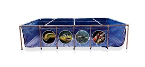 lot 1903 image: BOSWELL Aquarium Pool Pond with Transparent Clear Viewing Panel and Drain Valve, PVC Canvas with Steel Frame for  Ponds  Fish Tank  Koi  Goldfish  Display Show Tank&nbsp 900Gal Retail $959.48