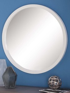 lot 2030 image: Aluminum Alloy Framed 32 Framed Round Mirror