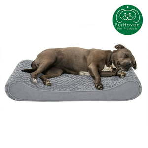 lot 3494 image: FurHaven Pet Dog Bed  Orthopedic Ultra Plush Luxe Lounger Pet Bed for Dogs & Cats Gray Large