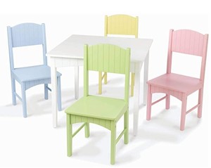 lot 5558 image: KidKraft Nantucket Childrens Wooden Table & 4Chair Set Pastel Colors
