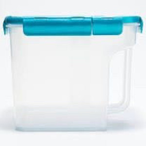 lot 2414 image: LocknLock Set of (2) 11-Cup Flip Top Containers with Handles - Steel Grey