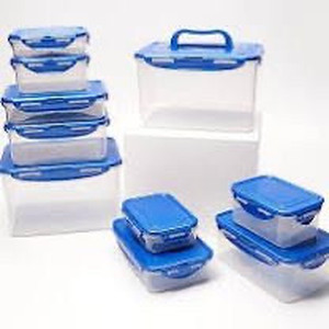 lot 2416 image: LocknLock 10-Pc Nestable Rectangle Set with 2 Handle Lids