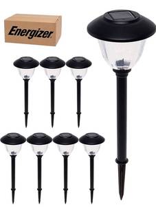 lot 2428 image: Energizer 8-Piece Solar Pathway Light Set Gunmetal Retails $100