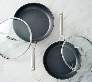 lot 2433 image: Ninja Foodi NeverStick Premium 10.25 & 12 Fry Pans wLids Retails $120